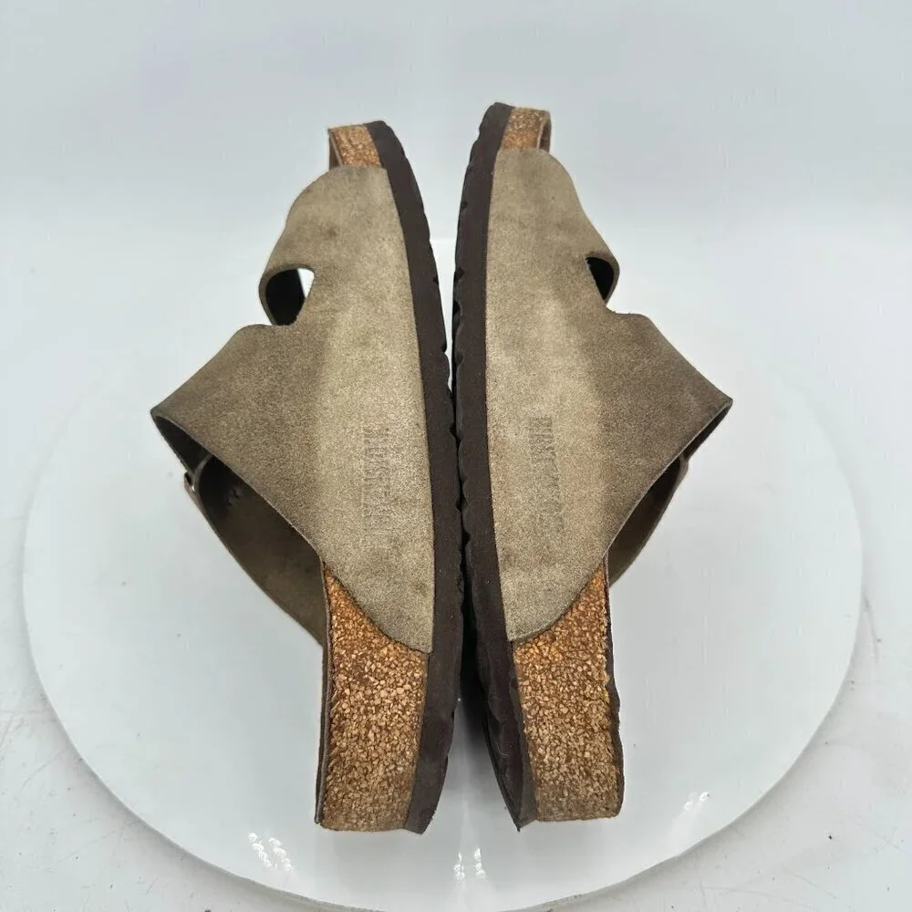 Arizona Women Size EU 38 US 7 Brown Suede Leather Slide Buckle Comfort Sandal